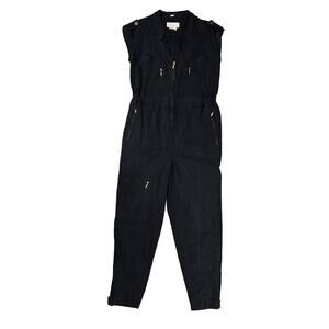Anthropologie Halsey Utility Jumpsuit Boiler Suit Black Lyocell Size XS